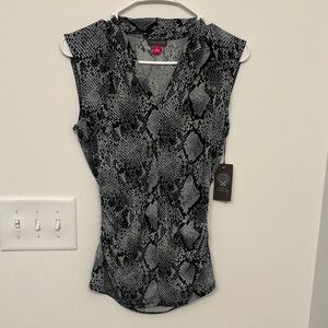 Black and Gray Snake Print Sleeveless Top Vince Camuto